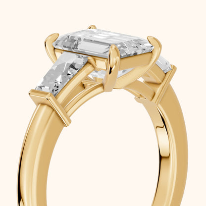 Zelda Tapered Baguette Emerald Diamond Engagement Ring in Yellow Gold - slant-view.webp