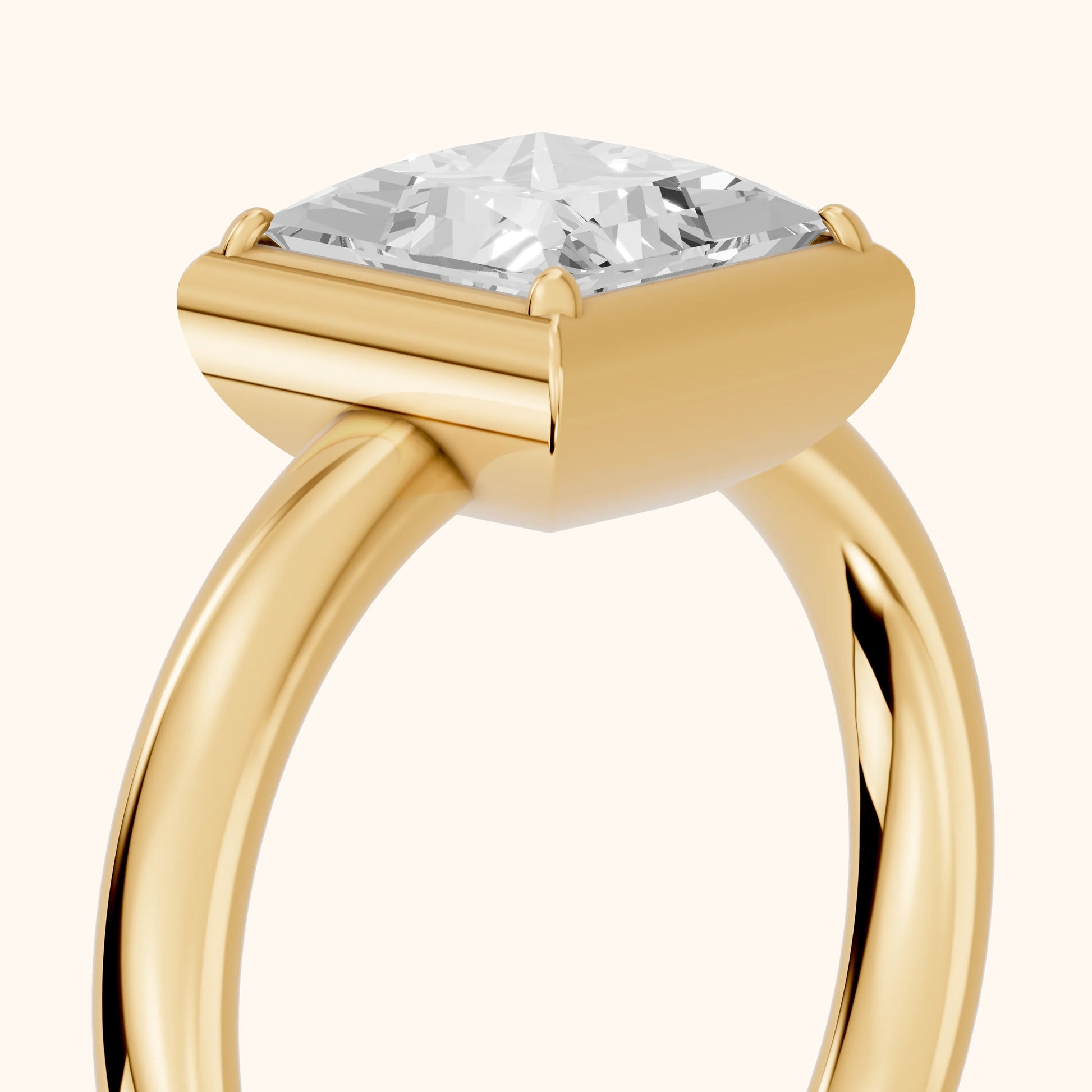 Alina Bezel Solitaire Princess Diamond Ring in Yellow Gold - slant-view.webp