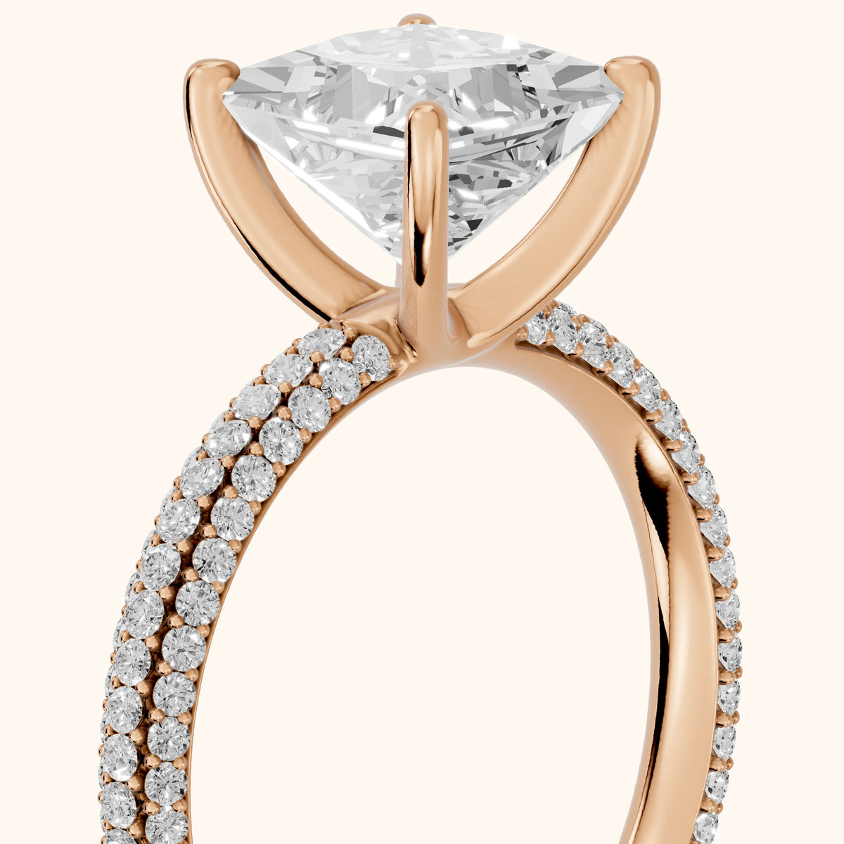 Thalia Micropavé Princess Diamond Engagement Ring in Rose Gold - slant-view.webp