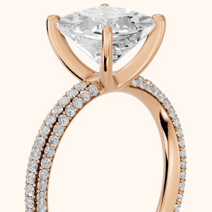 Thalia Micropavé Princess Diamond Engagement Ring in Rose Gold - slant-view.webp