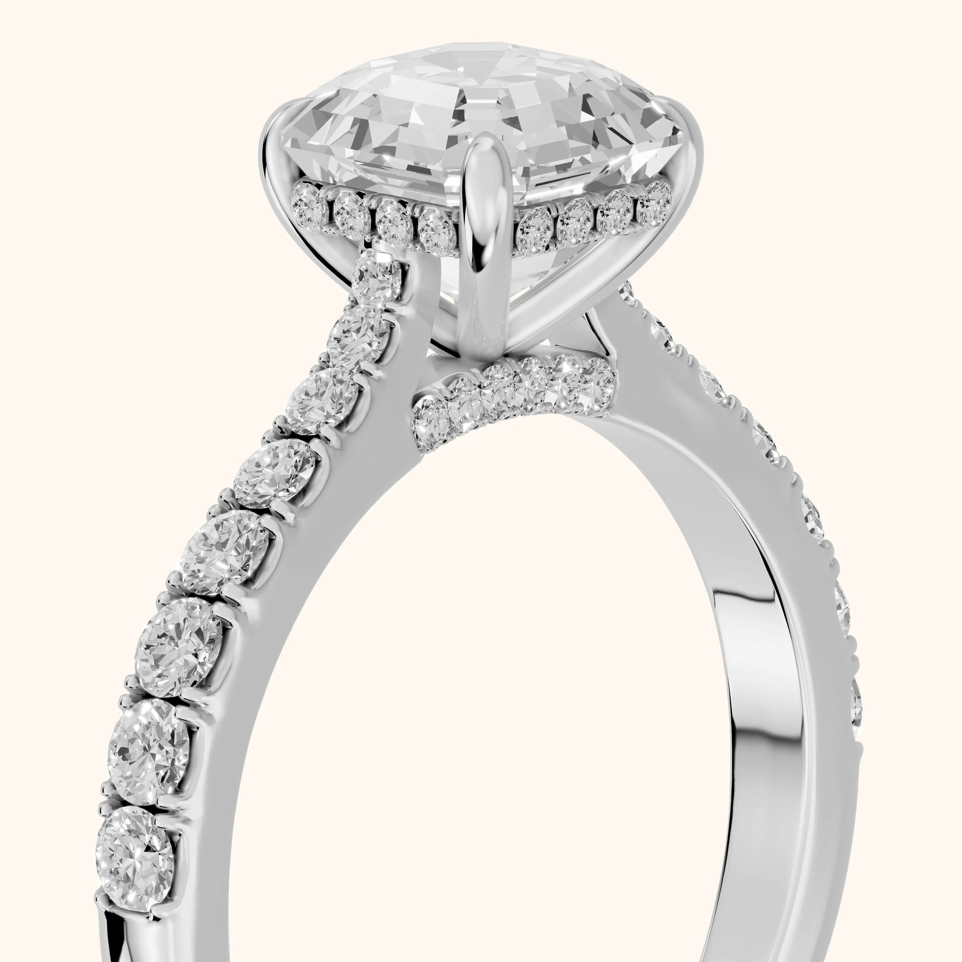 Gia Hidden Halo Pavé Asscher Diamond Ring in White Gold - slant-view.webp