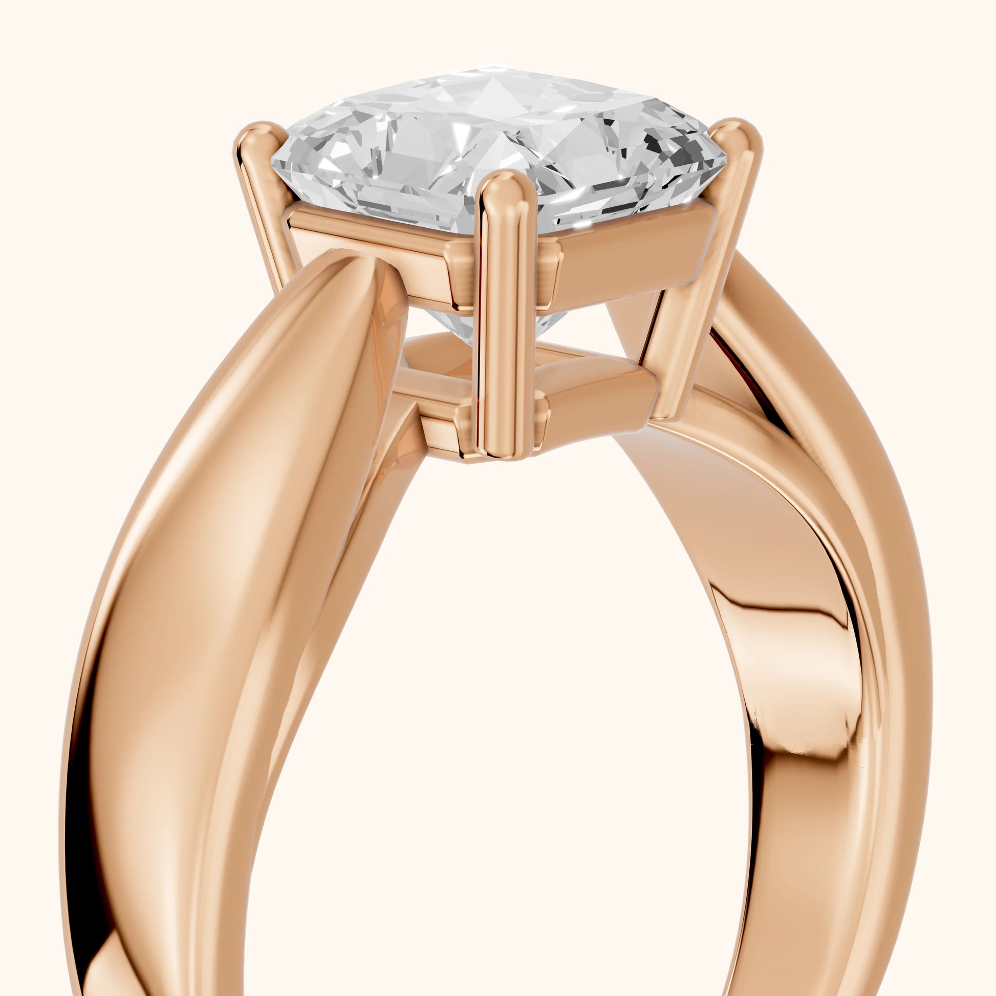 Talia Solitaire Twist Radiant Diamond Engagement Ring in Rose Gold - slant-view.webp