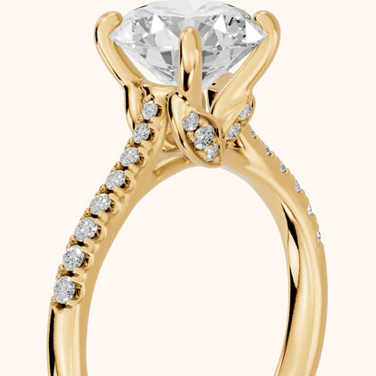 Moab Petal Pavé Round Diamond Engagement Ring in Yellow Gold - slant-view.webp