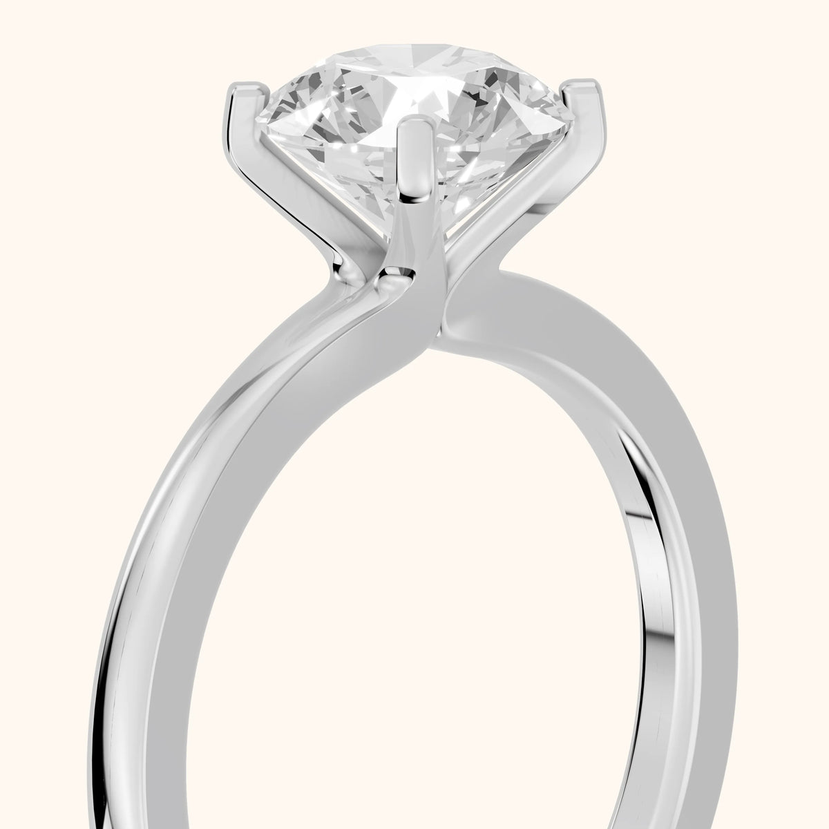 Matilda Cathedral Solitaire Round Diamond Engagement Ring in Silver - slant-view.webp