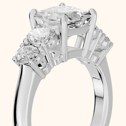 Judith Statement Five-Stone Princess Diamond Engagement Ring in Platinum - slant-view.webp