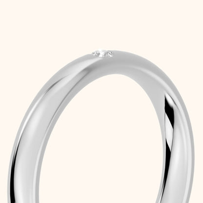 Hana Comfort Fit Bezel Round Diamond Wedding Band in Silver - slant-view
