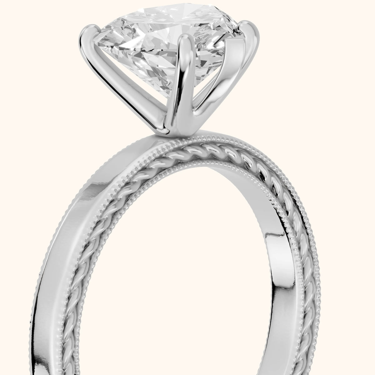 Kerry Engraved Solitaire Heart Diamond Engagement Ring in Silver - slant-view.webp