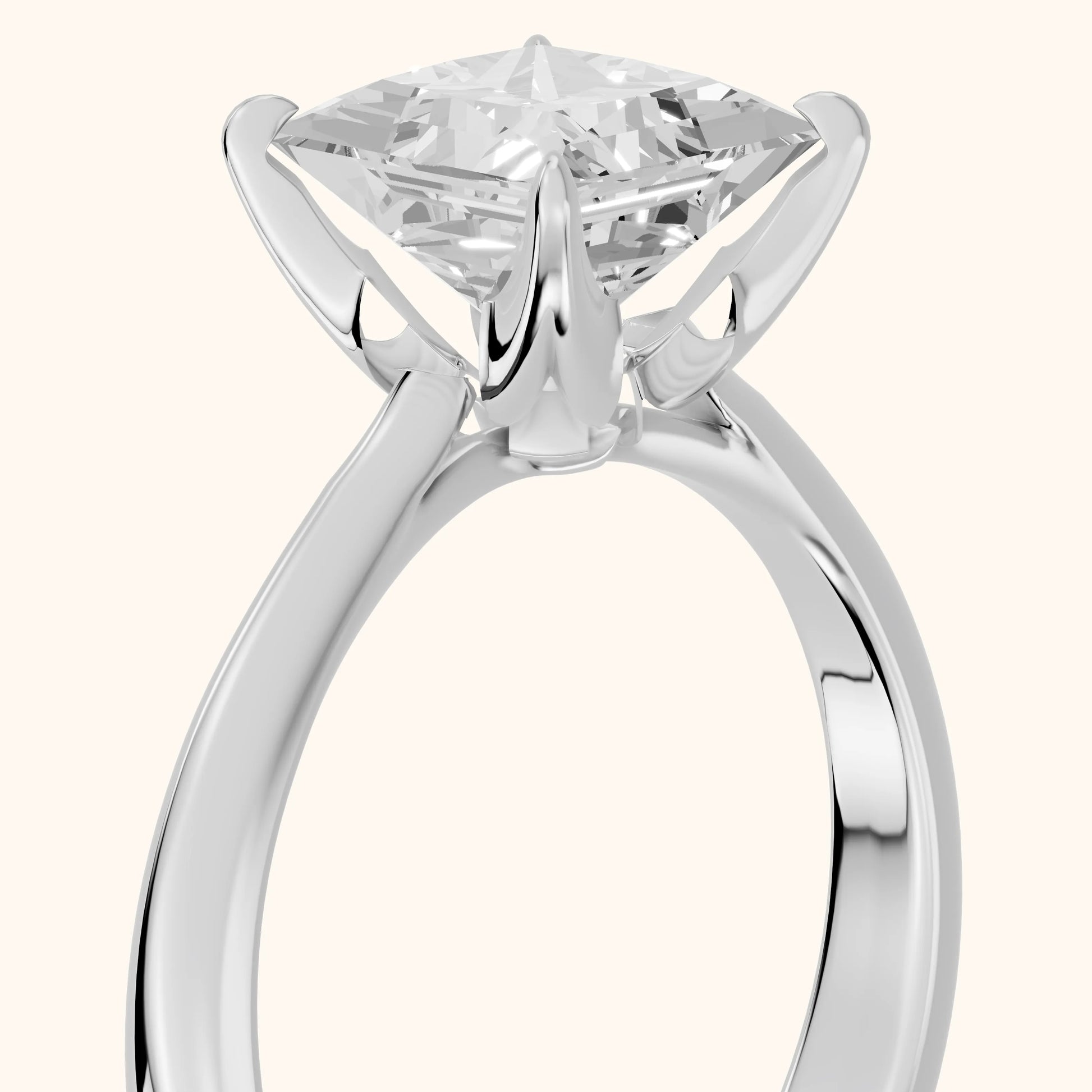 Evie Solitaire Six-Prong Princess Diamond Engagement Ring in Platinum - slant-view.webp