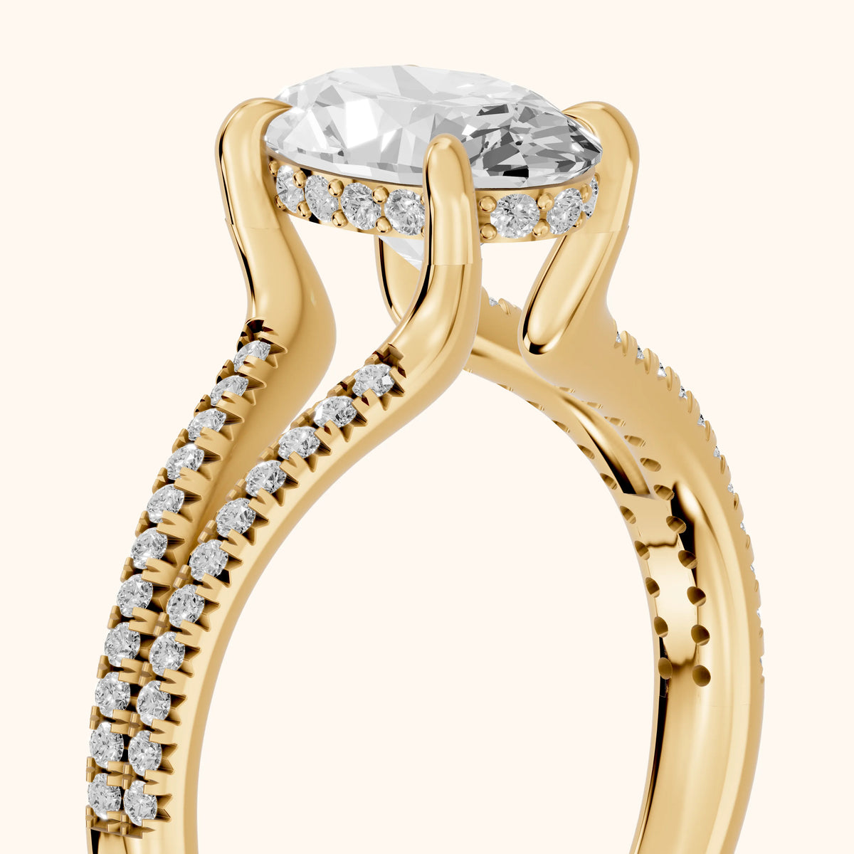 Eternal Embrace Solitaire Oval Diamond Engagement Ring in Yellow Gold - slant-view.webp