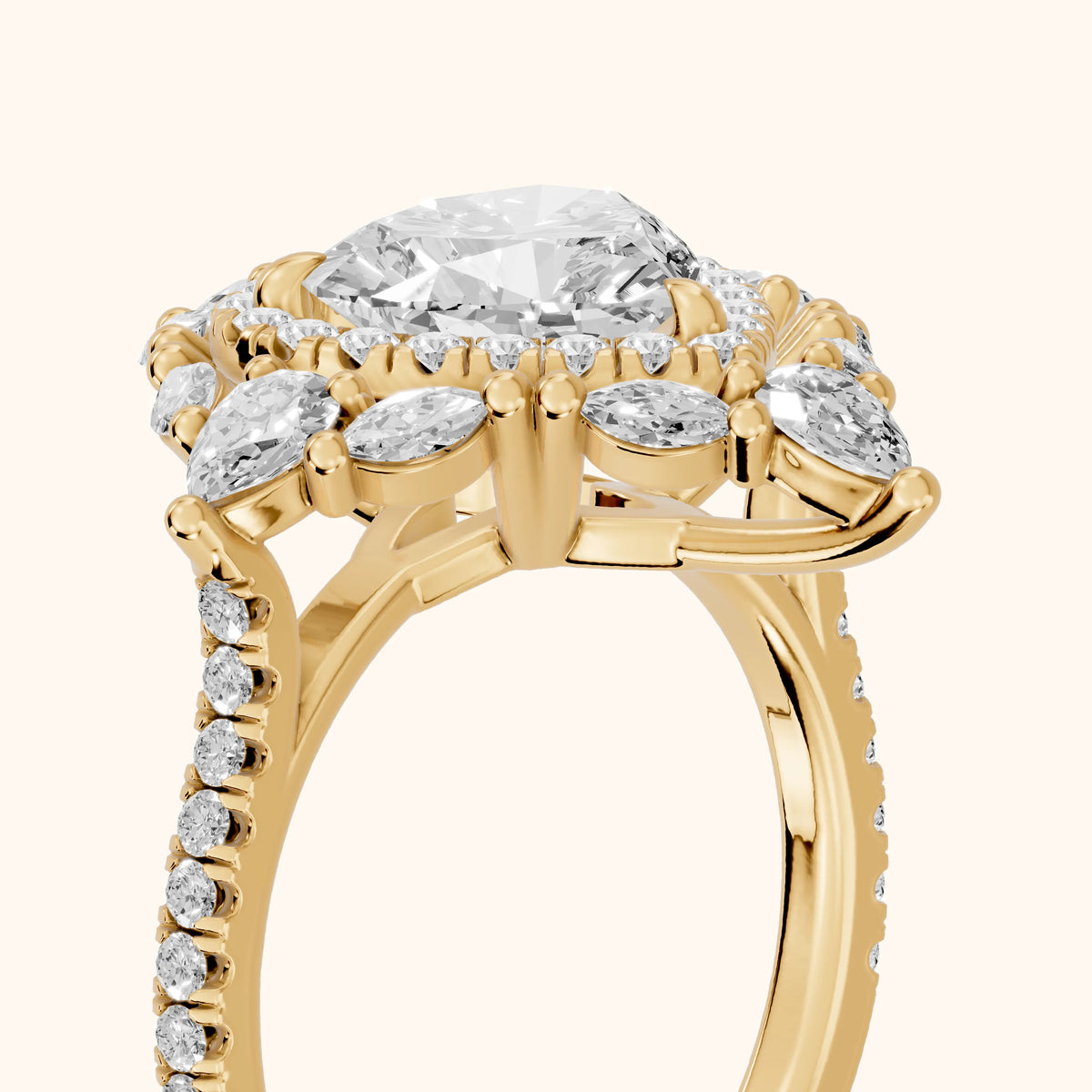 Gianna Vintage Double Halo Heart Diamond Engagement Ring in Yellow Gold - slant-view.webp