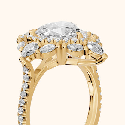 Gianna Vintage Double Halo Heart Diamond Engagement Ring in Yellow Gold - slant-view.webp