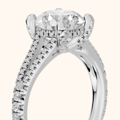 Giovanna Hidden Halo Split Shank Round Diamond Engagement Ring in Silver - slant-view.webp