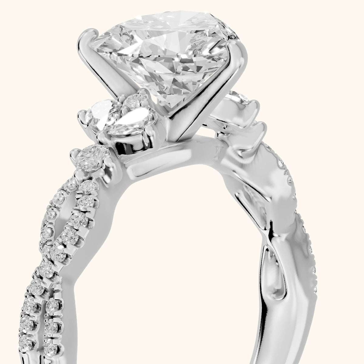 Neva Infinity Twist Heart Diamond Engagement Ring in Silver - slant-view.webp