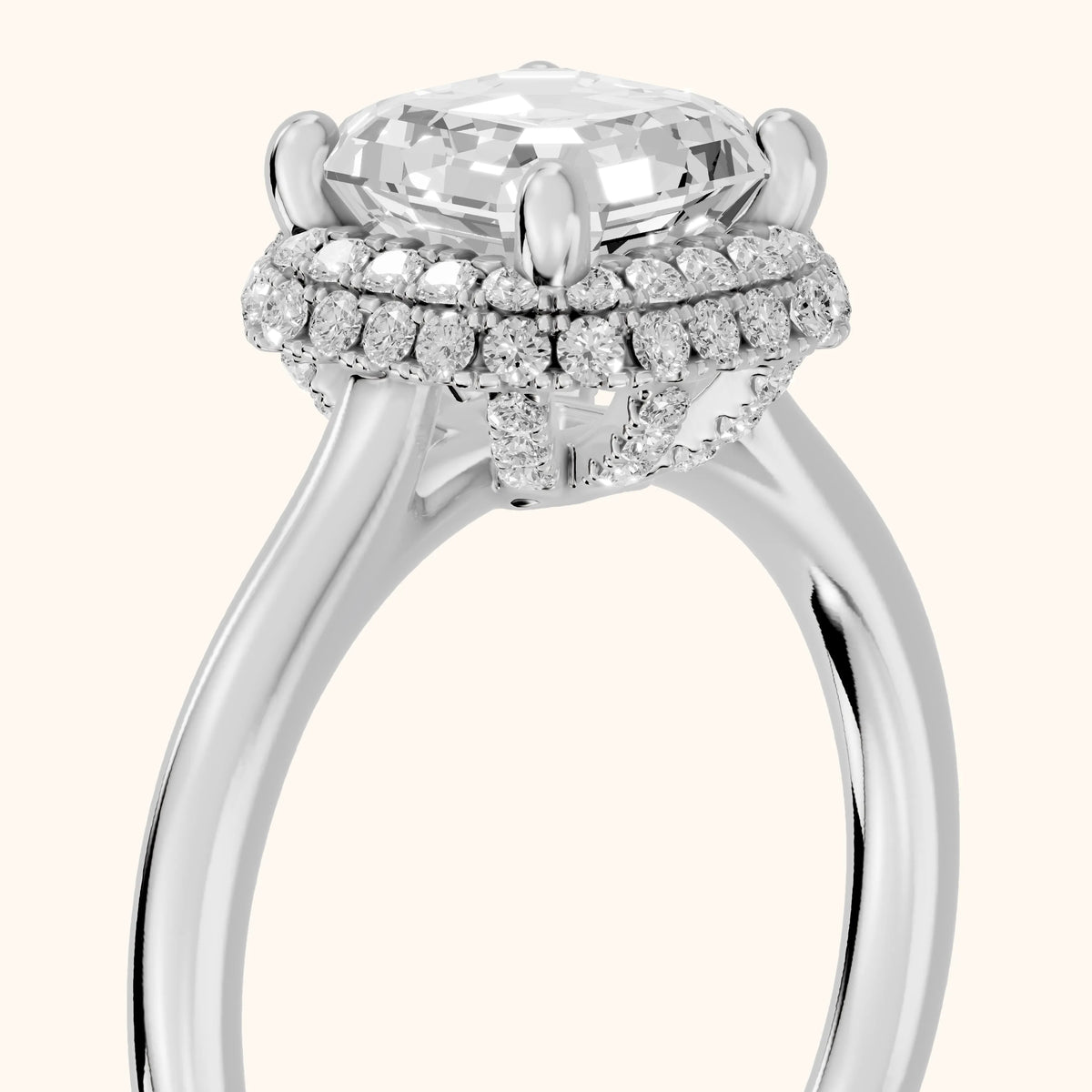 Destin Halo Micropavé Asscher Diamond Engagement Ring in Platinum - slant-view.webp