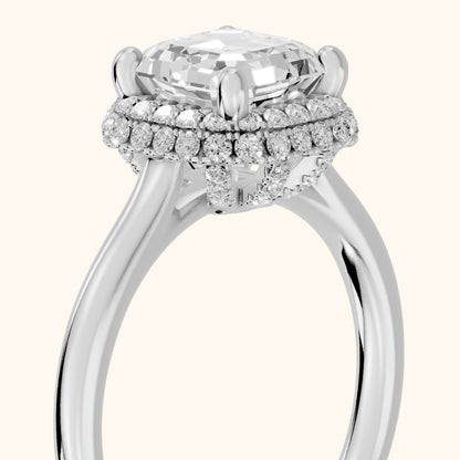 Destin Halo Micropavé Asscher Diamond Engagement Ring in Platinum - slant-view.webp