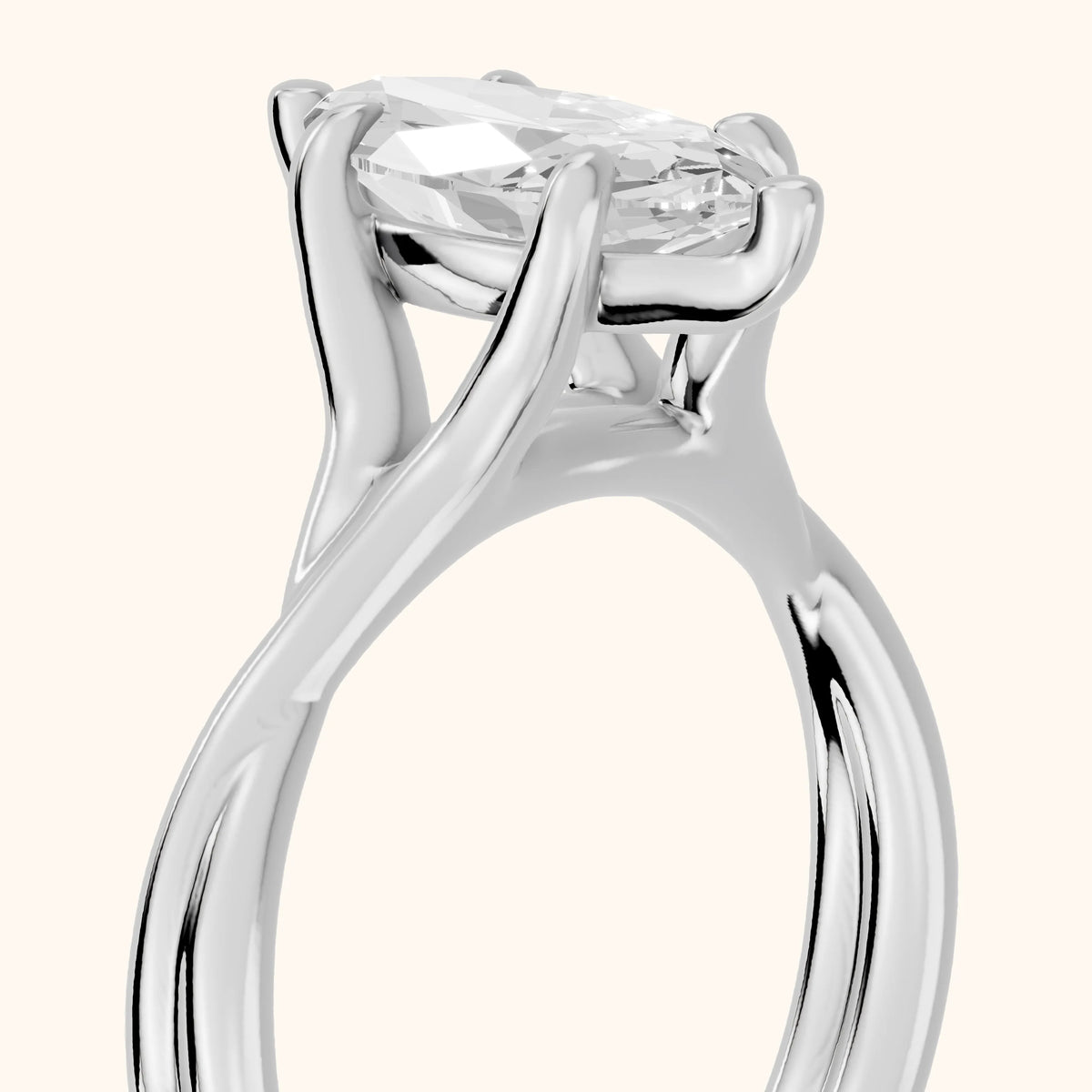 Rosa Twist Solitaire Marquise Diamond Engagement Ring in Platinum - slant-view.webp