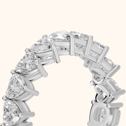Harper Shared Prong Heart & Cushion Diamond Eternity Band in Platinum - slant-view