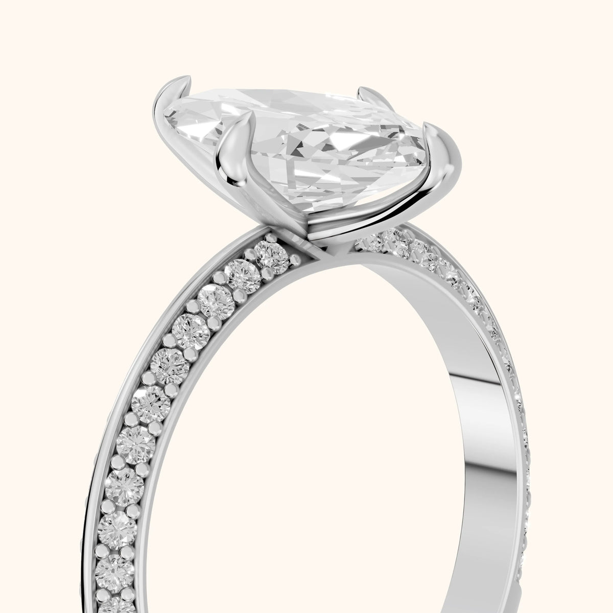 Meredith Knife Edge Pavé Marquise Diamond Engagement Ring in Platinum - slant-view.webp