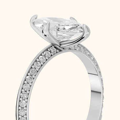 Meredith Knife Edge Pavé Marquise Diamond Engagement Ring in Platinum - slant-view.webp