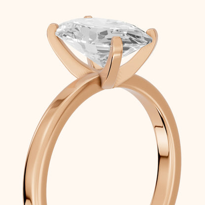 Liana Solitaire Claw Prong Oval Diamond Engagement Ring in Rose Gold - slant-view.webp