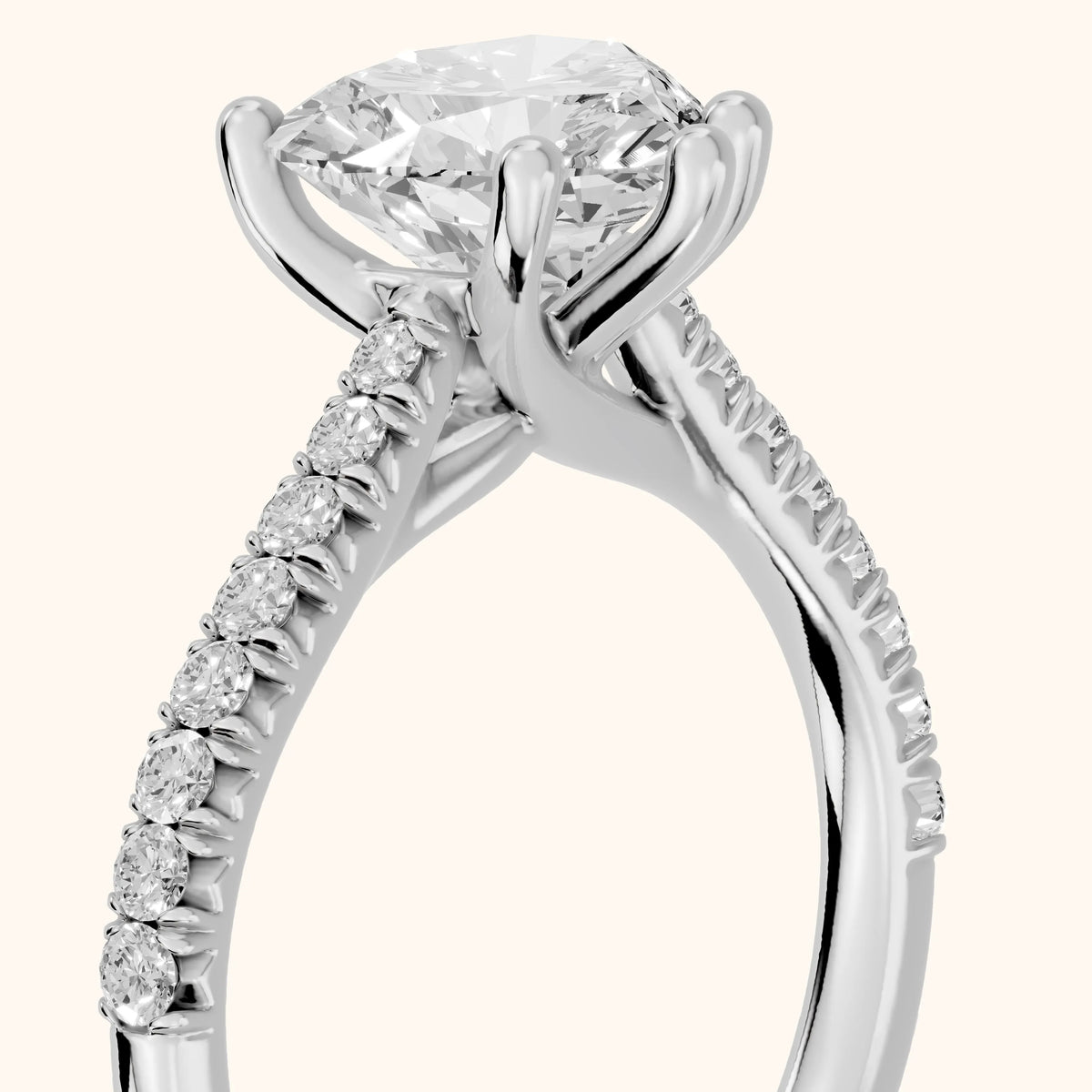 Sanne Trellis Pavé Heart Diamond Engagement Ring in Silver - slant-view.webp