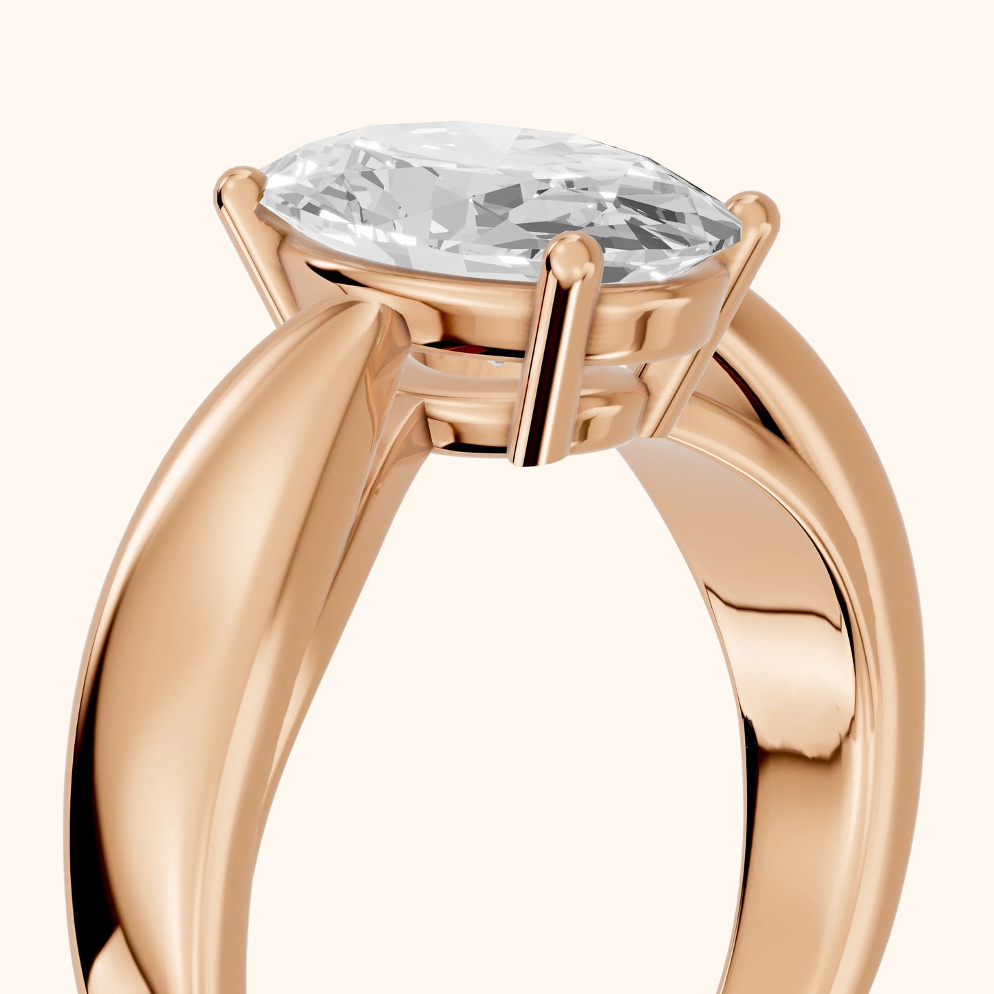 Talia Solitaire Twist Oval Diamond Engagement Ring in Rose Gold - slant-view.webp