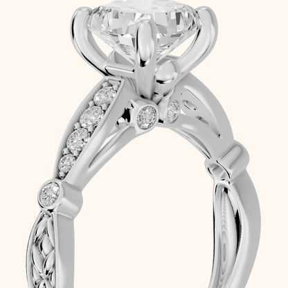 Winter Scalloped Pavé Cushion Diamond Engagement Ring in Silver - slant-view.webp