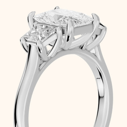 Sienna Three-Stone Radiant Diamond Engagement Ring in White Gold - slant-view.webp