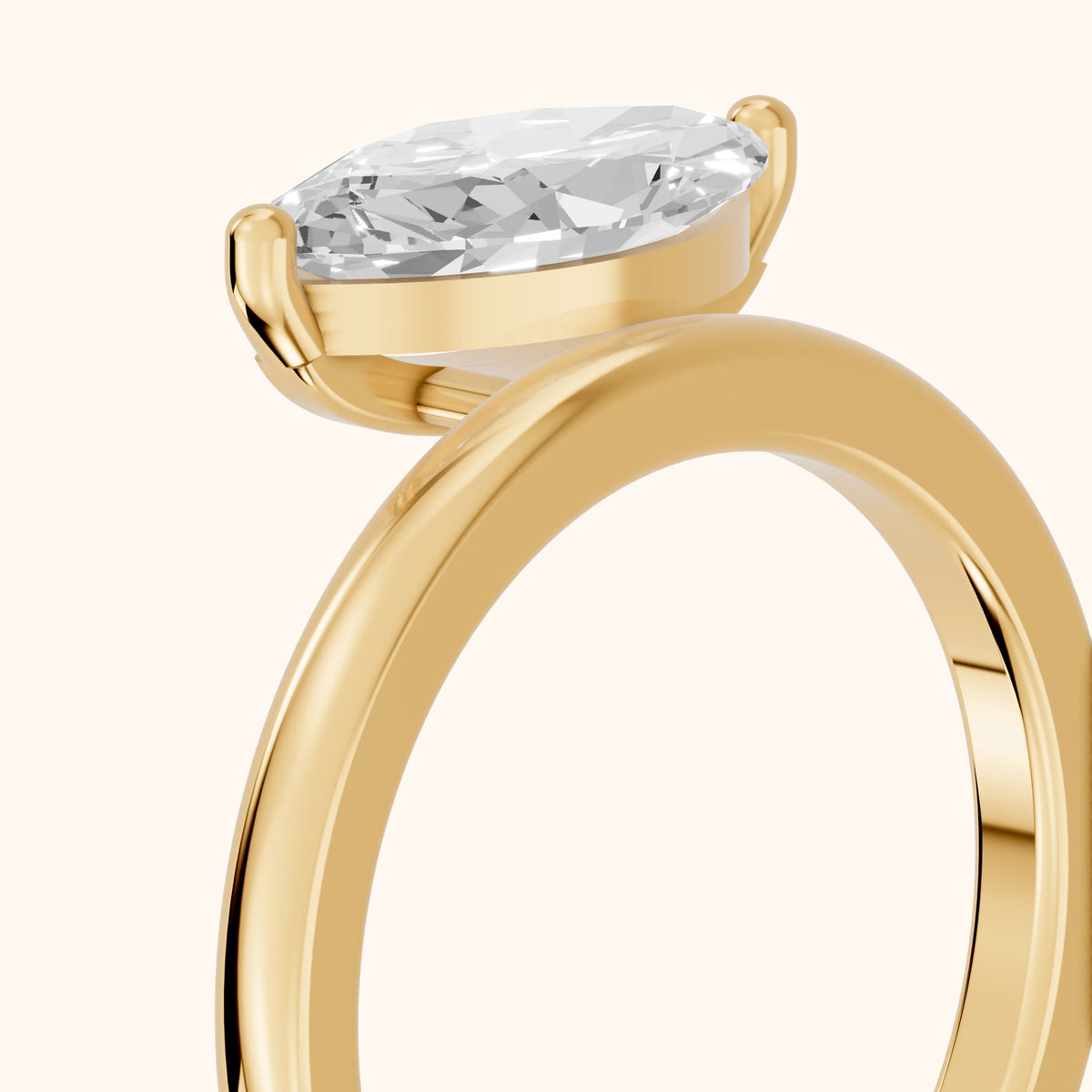 Maisie Four Prong Solitaire Marquise Diamond Engagement Ring in Yellow Gold - slant-view.webp