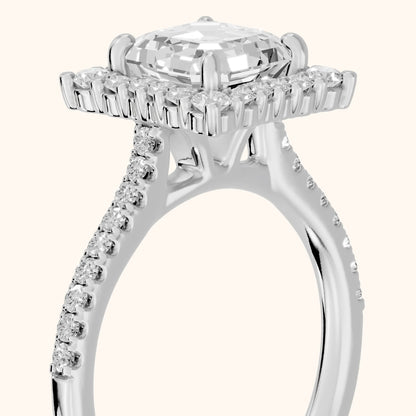 Ocala Halo Pavé Asscher Diamond Engagement Ring in Platinum - slant-view.webp