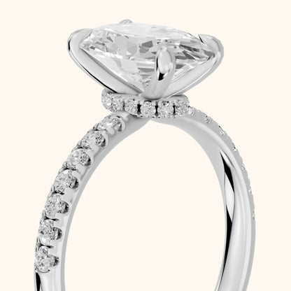 Maya Hidden Halo Pavé Oval Diamond Engagement Ring in Silver - slant-view.webp