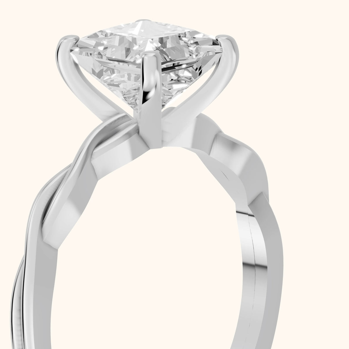 Iris Twist Princess Diamond Engagement Ring in Platinum - slant-view.webp