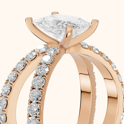 Ilaria Criss Cross Pavé Radiant Diamond Engagement Ring in Rose Gold - slant-view.webp