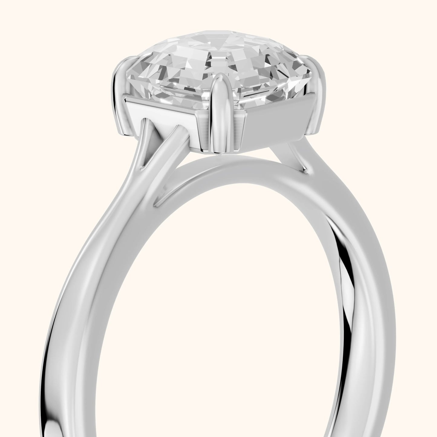 Anais Trellis Solitaire Asscher Diamond Engagement Ring in Silver - slant-view.webp