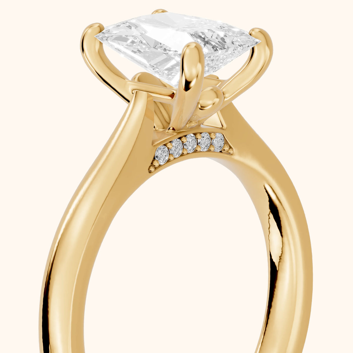 Sofia Cathedral Radiant Diamond Engagement Ring in Yellow Gold - slant-view.webp