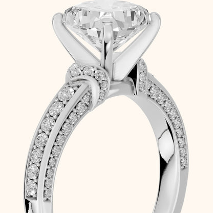 Anabelle Statement Pavé Cushion Diamond Engagement Ring in Silver - slant-view.webp