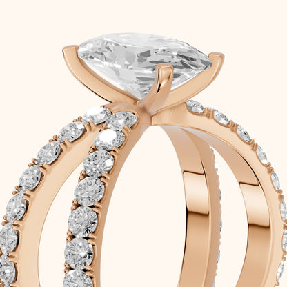 Lior Criss Cross Pavé Oval Diamond Engagement Ring in Rose Gold - slant-view.webp