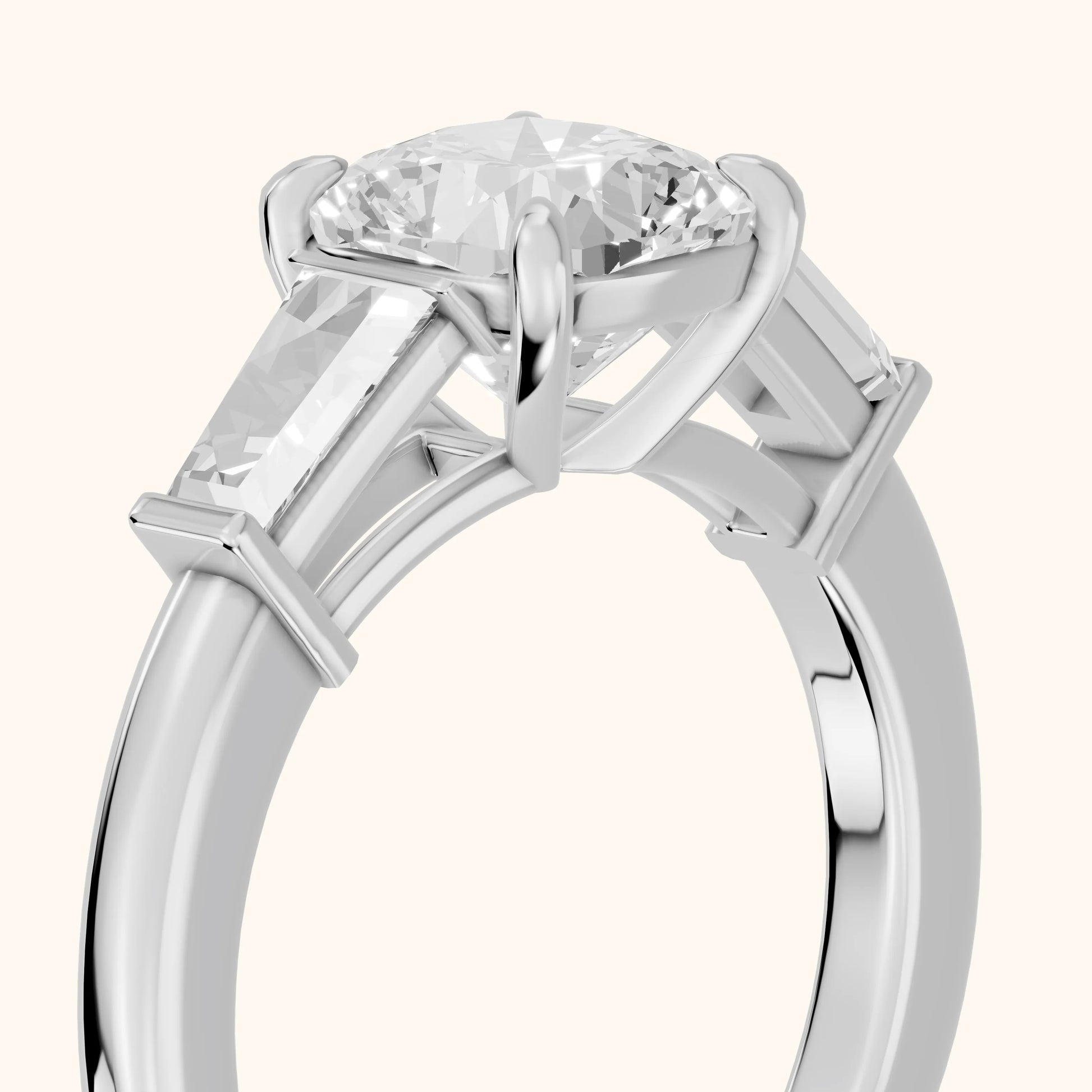 Zelda Tapered Baguette Cushion Diamond Engagement Ring in Platinum - slant-view.webp