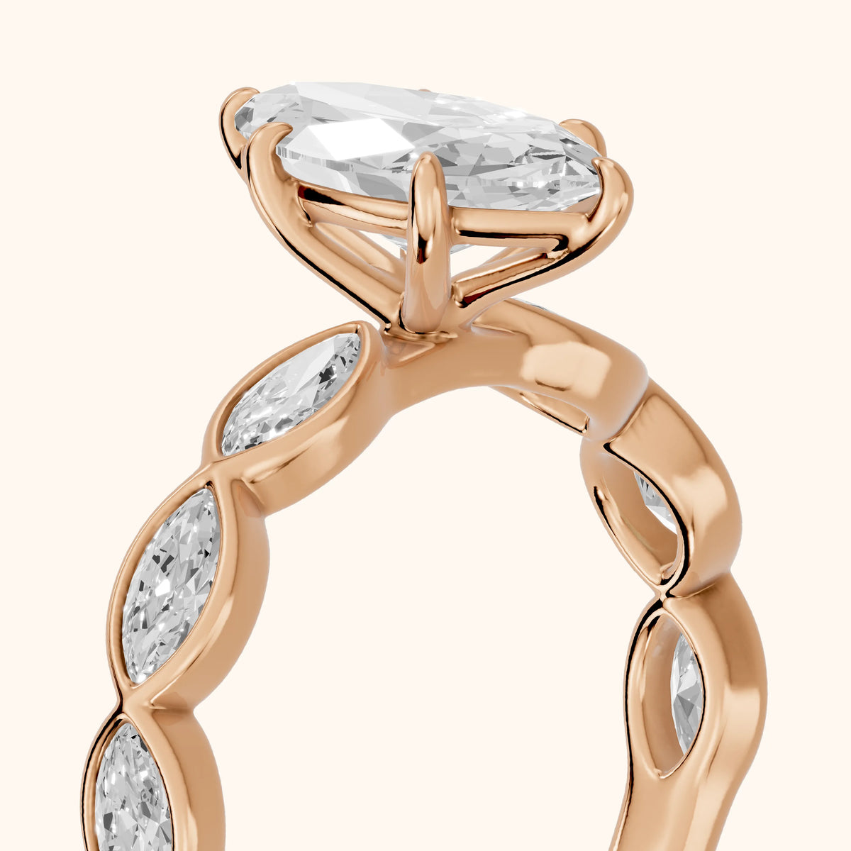Bonnie Vine Bezel Marquise Diamond Engagement Ring in Rose Gold - slant-view.webp