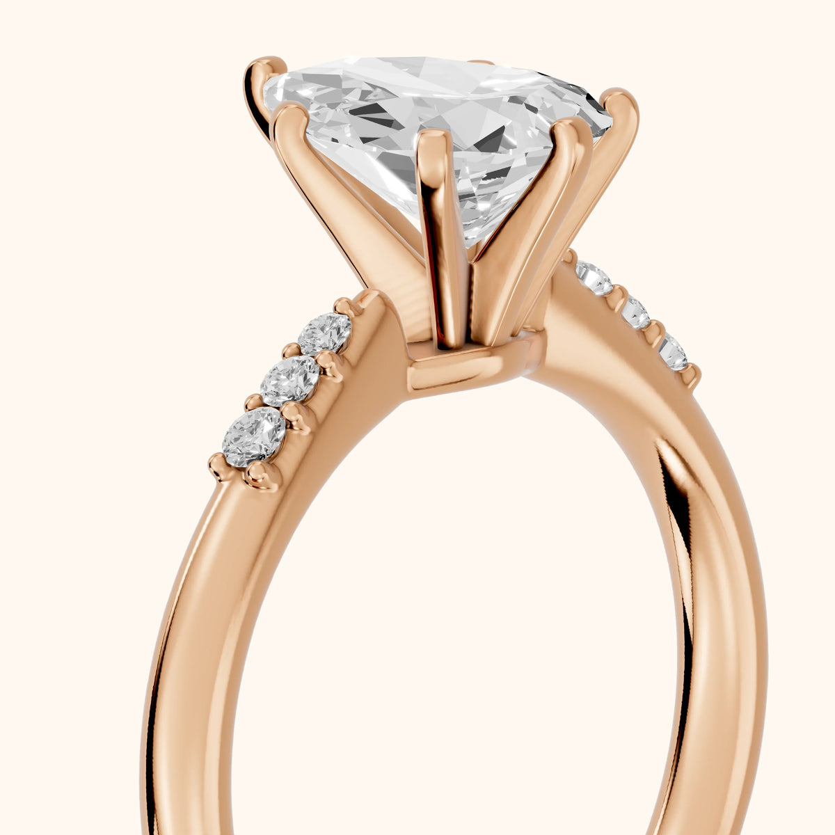 Aveline Flush-Set Pear Diamond Engagement Ring in Rose Gold - slant-view.webp