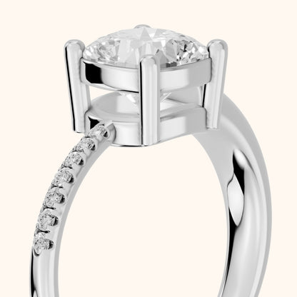 Rosie Solitaire Basket Cushion Diamond Engagement Ring in Silver - slant-view.webp