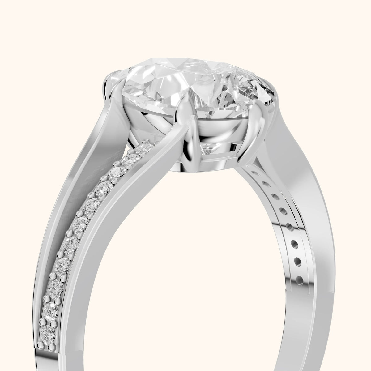 Lucinda Split Shank Pear Diamond Engagement Ring in Platinum - slant-view.webp