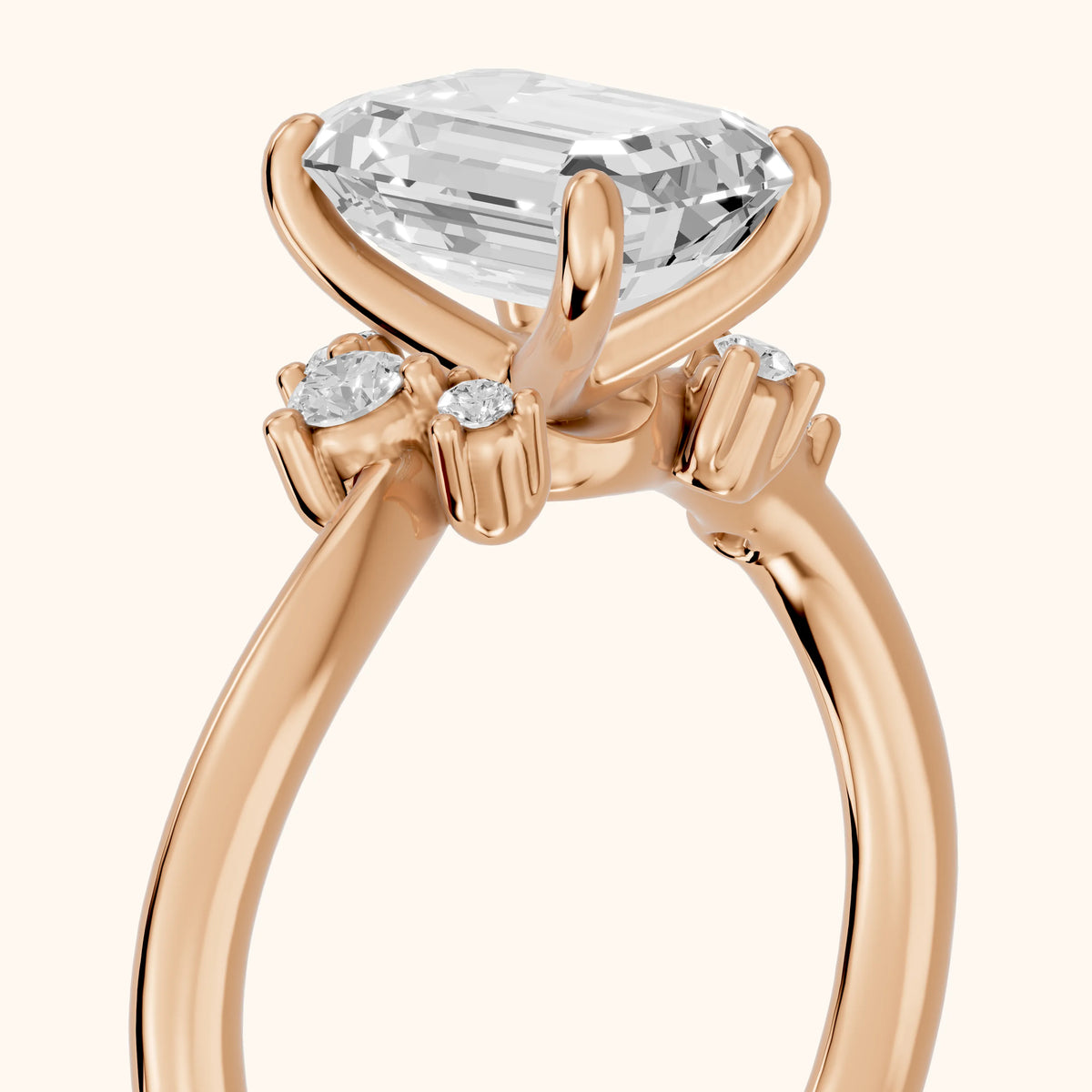 Yvette Bypass Emerald Diamond Engagement Ring in Rose Gold - slant-view.webp