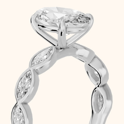 Bonnie Vine Bezel Oval Diamond Engagement Ring in Silver - slant-view.webp