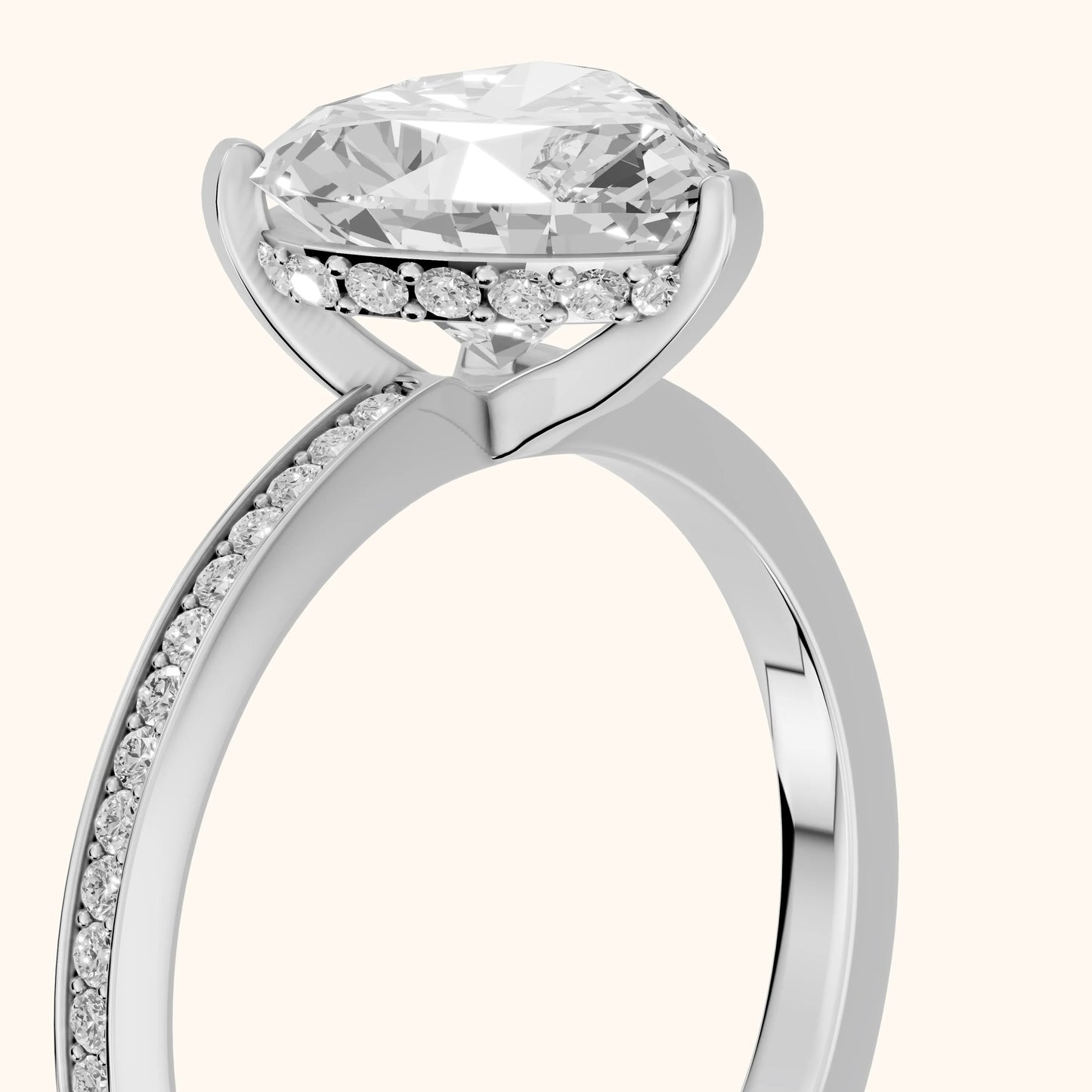 Naia Hidden Halo Heart Diamond Ring in Silver - slant-view.webp