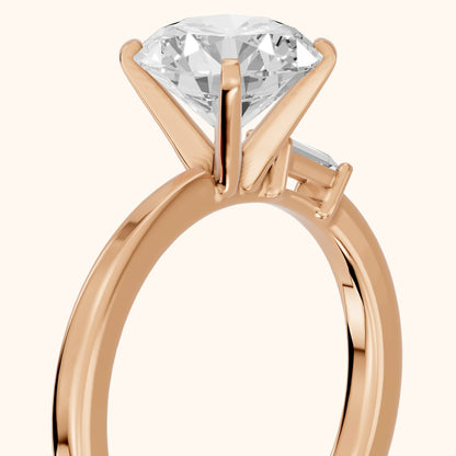Donatella Baguette Round Diamond Engagement Ring in Rose Gold - slant-view.webp