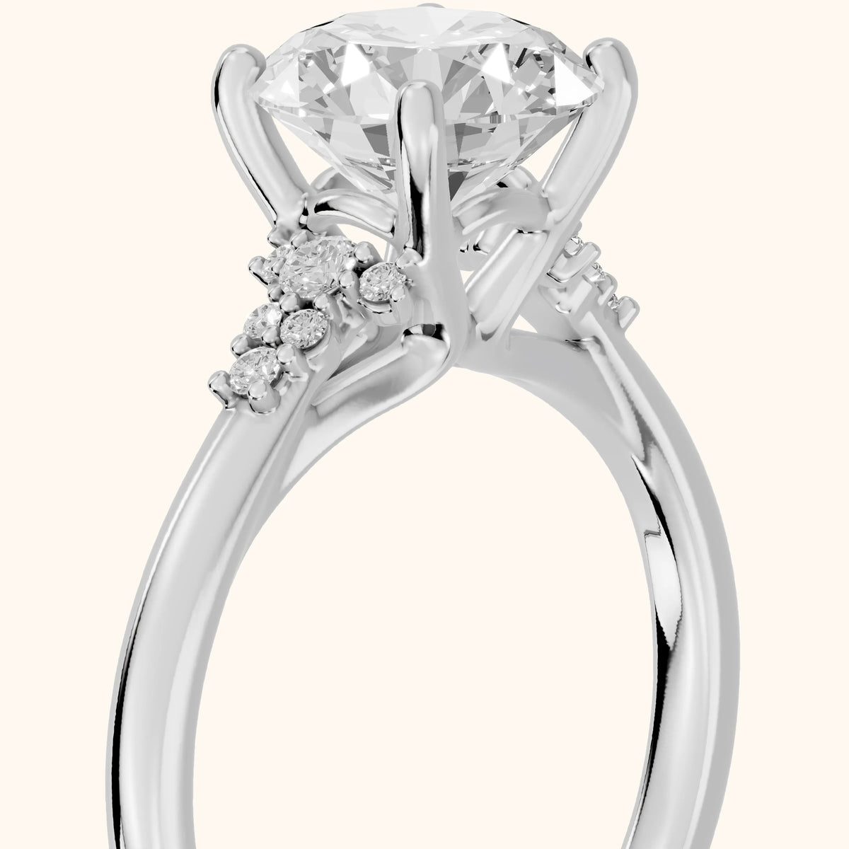 Vail Starburst Cluster Round Diamond Engagement Ring in Silver - slant-view.webp