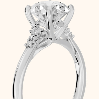 Vail Starburst Cluster Round Diamond Engagement Ring in Silver - slant-view.webp