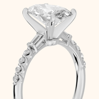 Taos Beaded Baguette Oval Diamond Engagement Ring in Silver - slant-view.webp