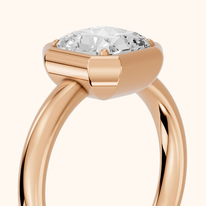 Alina Bezel Solitaire Radiant Diamond Ring in Rose Gold - slant-view.webp